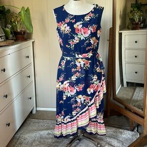 Floral faux wrap dress, women’s size 14